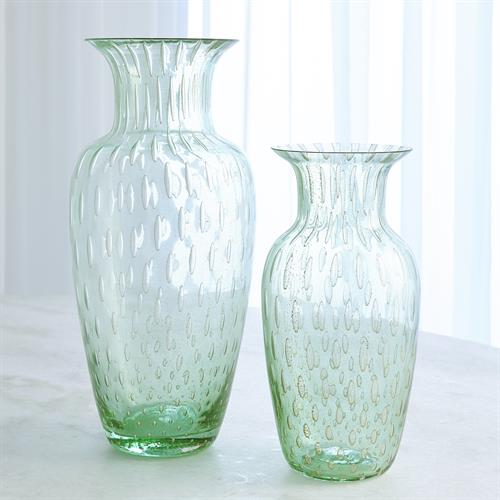 Granilla Green Urn with Golden Bubbles Granilla Green Urn with Golden Bubbles