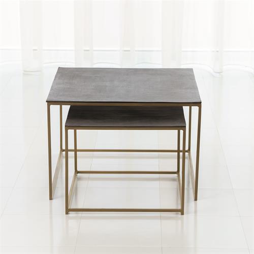 S/2 Sand Casted Nesting End Tables-Gold Frame w/Black Top