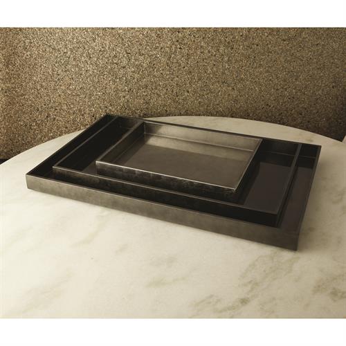 Gunmetal Silver Leaf Rectangle Tray Gunmetal Silver Leaf Rectangle Tray