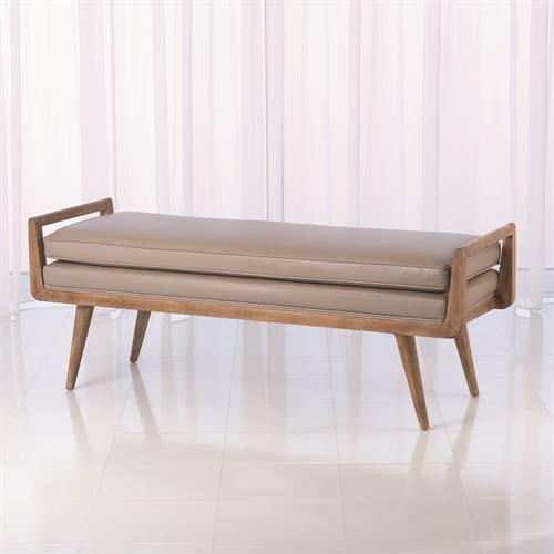 Lucas Long Bench-Grey Leather