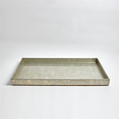 Champagne Silver Leaf Ottoman Tray Champagne Silver Leaf Ottoman Tray
