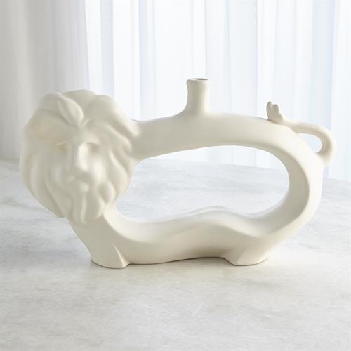 Lion Vase-Matte White
