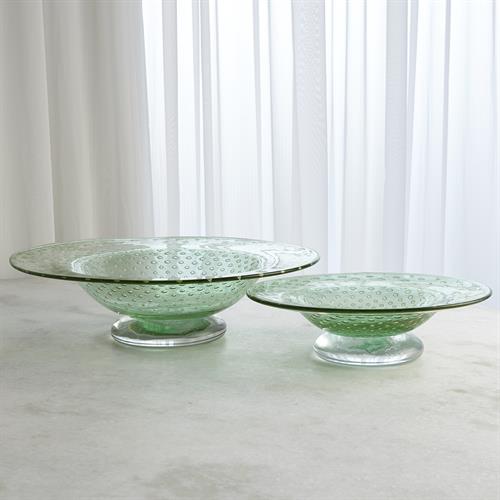 Granilla Green Footed Bowl with Golden Bubbles Granilla Green Footed Bowl with Golden Bubbles
