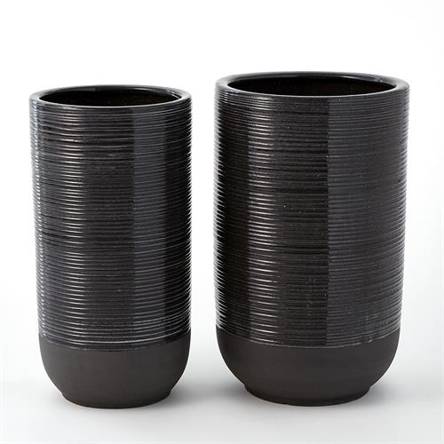 Flower Pot-Black Clear Glaze Flower Pot-Black Clear Glaze