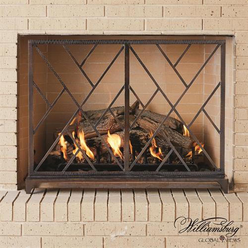 Chinoise Fret Fireplace Screen-Bronze Chinoise Fret Fireplace Screen-Bronze