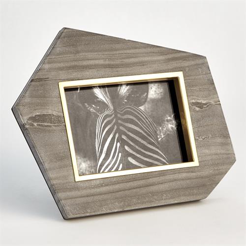 Brass Frame Grey Stone Photo Frame-Horizontal-5x7