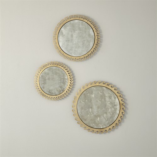 S/3 Greek Isles Mirrors-Antique Gold Leaf S/3 Greek Isles Mirrors-Antique Gold Leaf