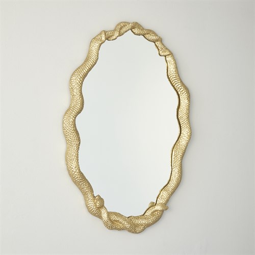 Entwined Snake Mirror-Gold Leaf