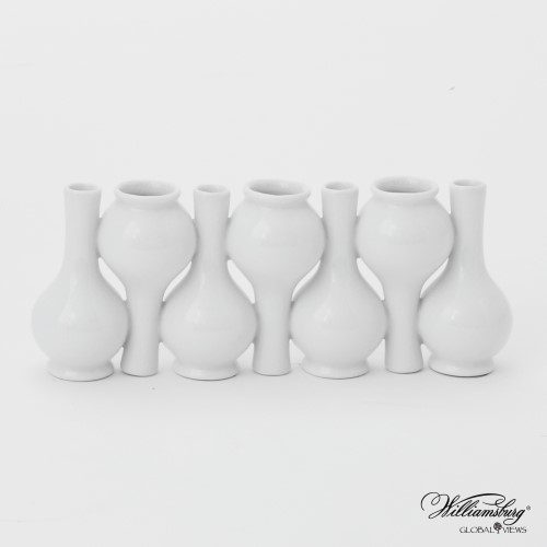 Chinoise Up Down Long Neck Bud Vase-White Crackle Chinoise Up Down Long Neck Bud Vase-White Crackle