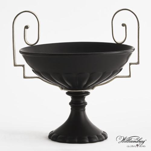 Palladian Pedestal Compote-Matte Black w/Silver Handle Palladian Pedestal Compote-Matte Black w/Silver Handle
