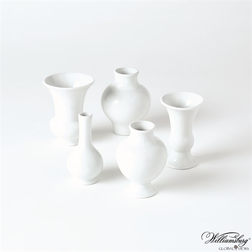 S/5 Mini Chinoise Vases in White