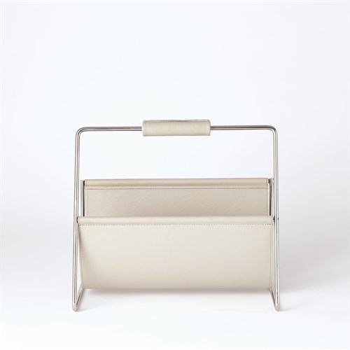 Vivien Literature Holder-Nickel w/Grey Leather