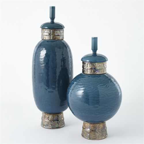 Maze Jar-Cobalt/Antique Gold Maze Jar-Cobalt/Antique Gold