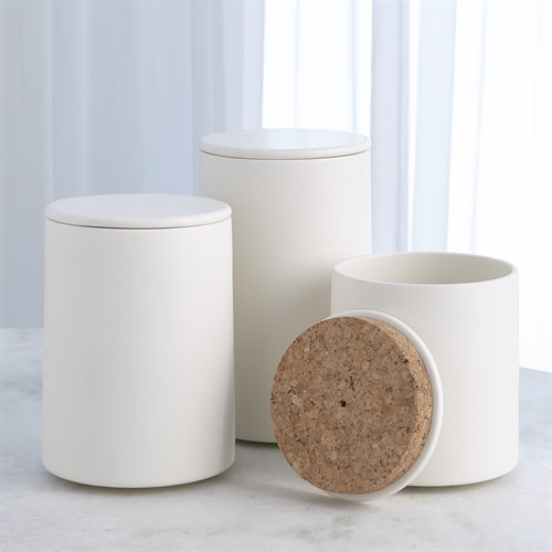 Encircle Canister w/Cork Lid-Chalk Encircle Canister w/Cork Lid-Chalk