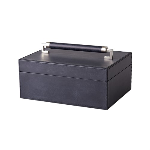 Wrapped Leather Handle Box-Blue Wash