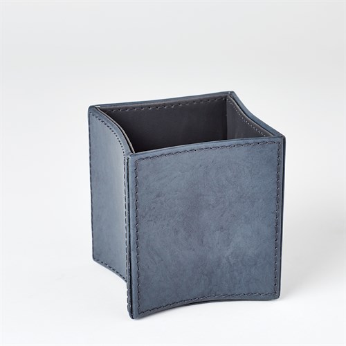 Folded Leather Pencil Cup-Blue Wash