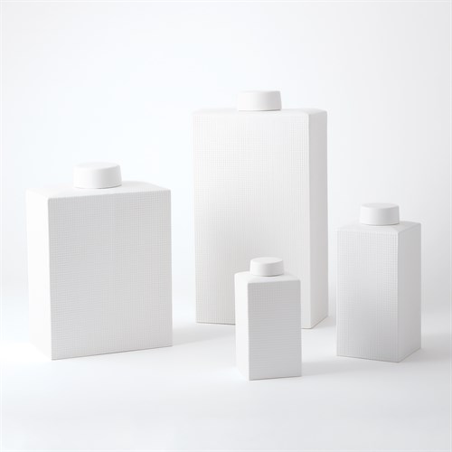 Grid Texture Jar-White Grid Texture Jar-White