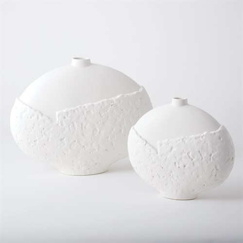 Asymmetrical Stipple Vases-Matte White