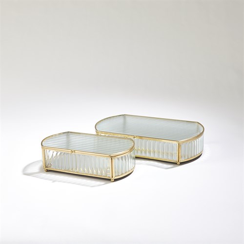 Reeded Glass Oval Box