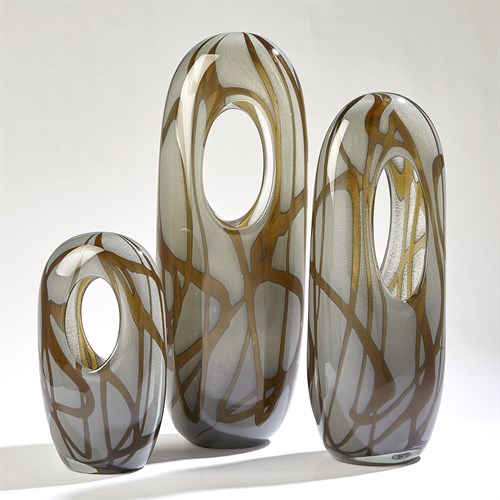 Swirl Vase-Amber/Grey