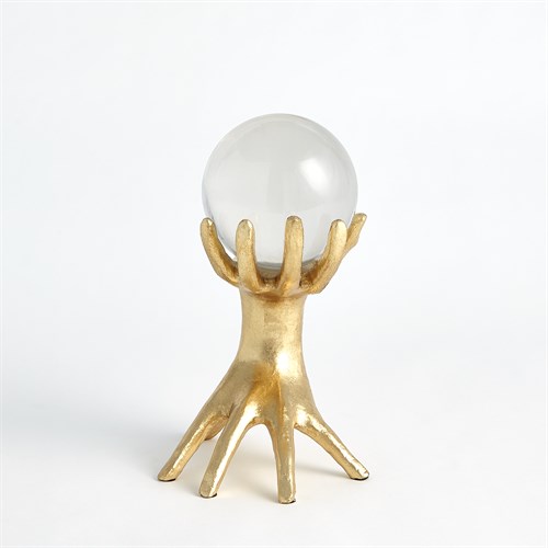 Hands on Sphere Holder-Gold Leaf-Sm Hands on Sphere Holder-Gold Leaf-Sm