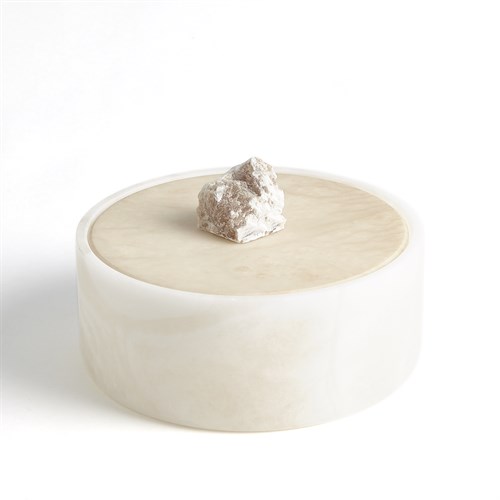 Alabaster Round Box w/Rock Finial Alabaster Round Box w/Rock Finial