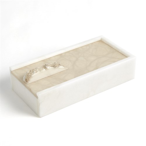 Alabaster Rectangle Box w/Rock Finial Alabaster Rectangle Box w/Rock Finial