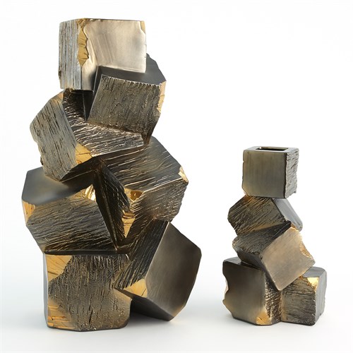 Faux Pyrite Vases-Black w/Gold Faux Pyrite Vases-Black w/Gold
