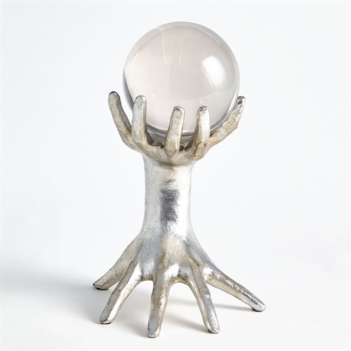 Hands on Sphere Holder-Silver Leaf-Lg Hands on Sphere Holder-Silver Leaf-Lg