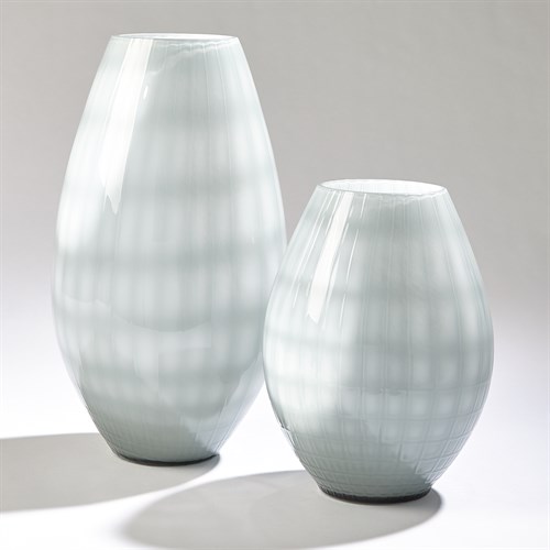 Cased Glass Grid Vase-Blue/Grey Cased Glass Grid Vase-Blue/Grey