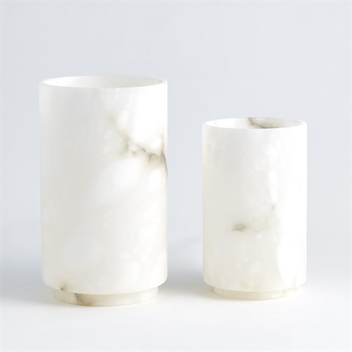 Alabaster Cylinder Vase-White