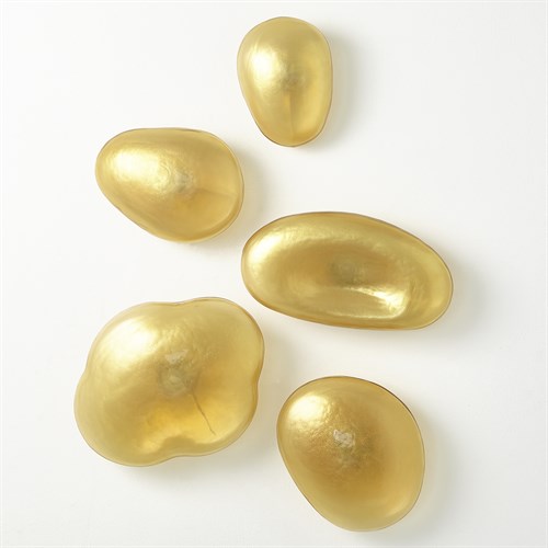 S/5 Glass Wall Gems-Amber W/Gold