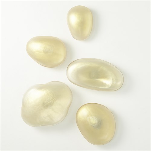 S/5 Glass Wall Gems-Clear W/Gold