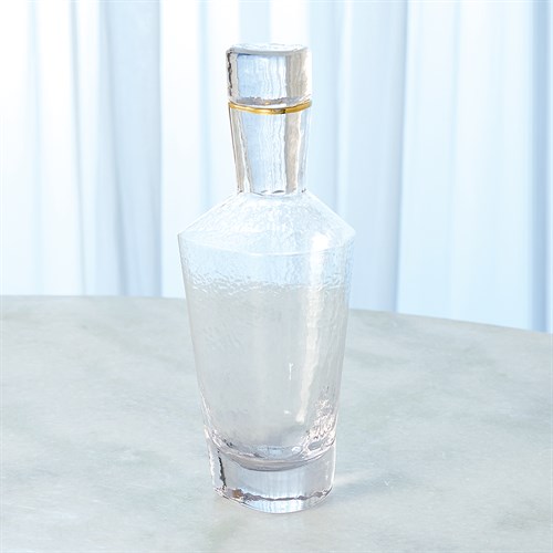 Hammered Decanter-Clear W/Gold Rim