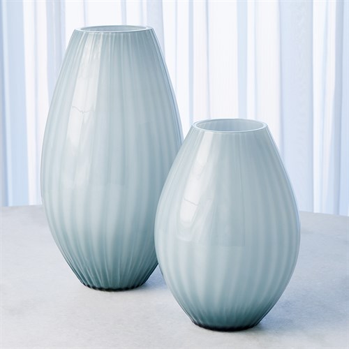 Cased Glass Stripe Vase-Blue/Grey Cased Glass Stripe Vase-Blue/Grey