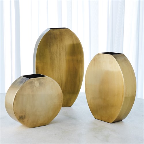 Squared Oval VasesAntique Brass