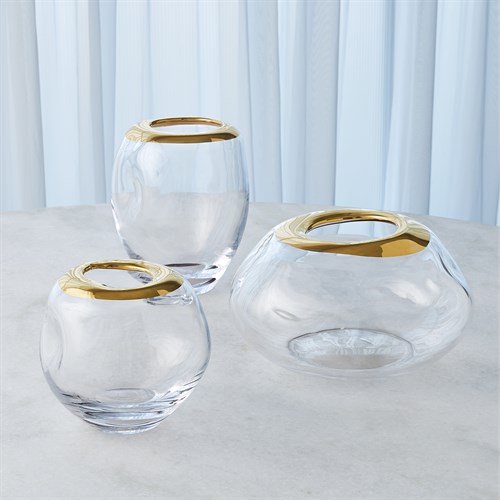 Organic Formed Vase-Gold Rim