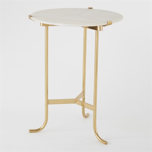 Plié Table-Polished Brass/White Honed Marble
