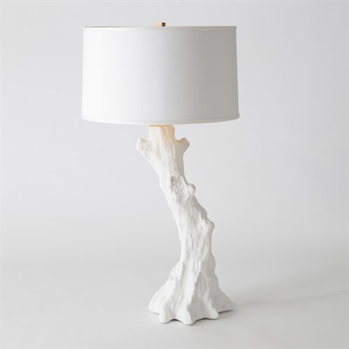 Faux Bois Lamp-White w/White Shade