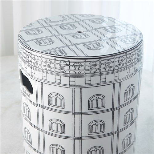 Italian Inspired Architectural Porcelain Stool