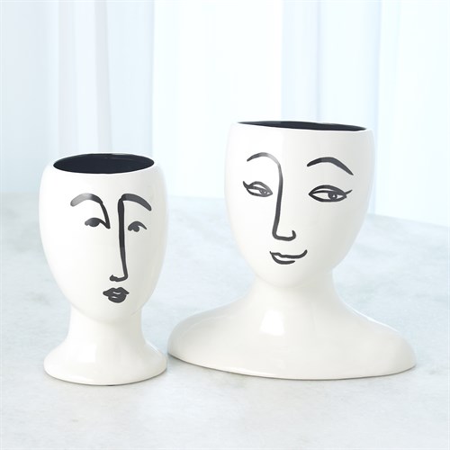 Modernist Head Vase Black and White