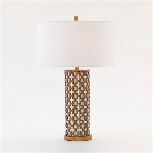 Geometric Metal and Glass Table Lamp-Antique Gold