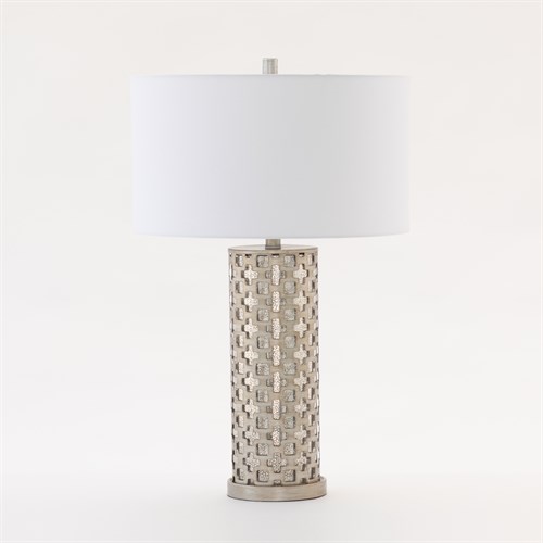Geometric Metal and Glass Table Lamp-Antique Silver Geometric Metal and Glass Table Lamp-Antique Silver