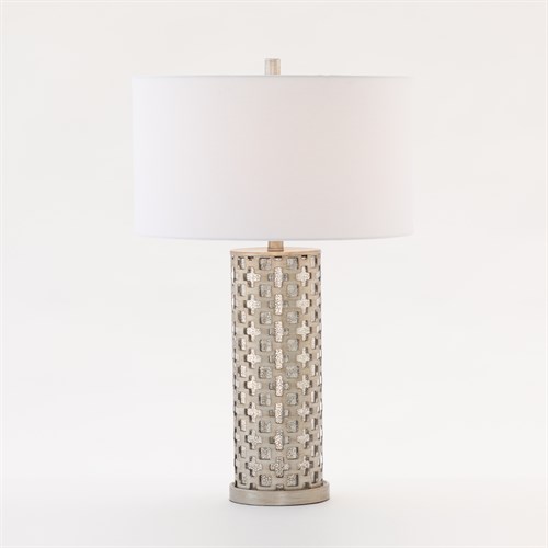 Geometric Metal and Glass Table Lamp-Antique Silver