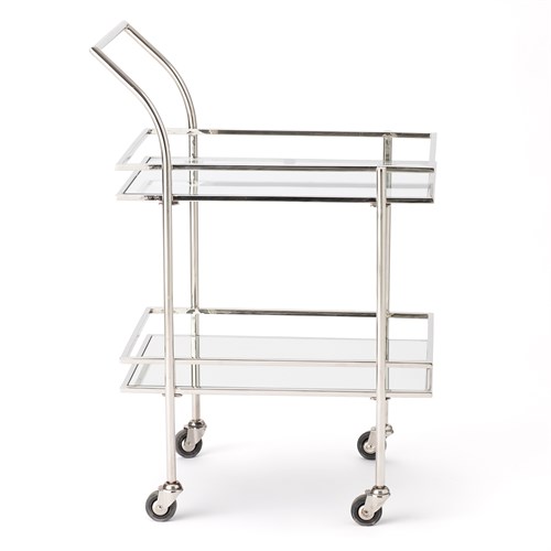 Rectangular Bar Cart w/Mirror-Nickel