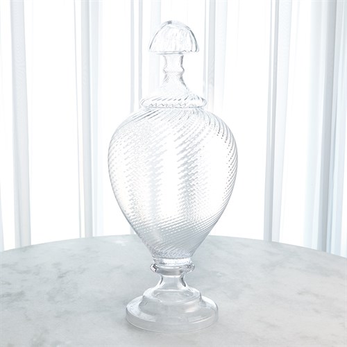 Spiraled Glass Lidded Jar Spiraled Glass Lidded Jar