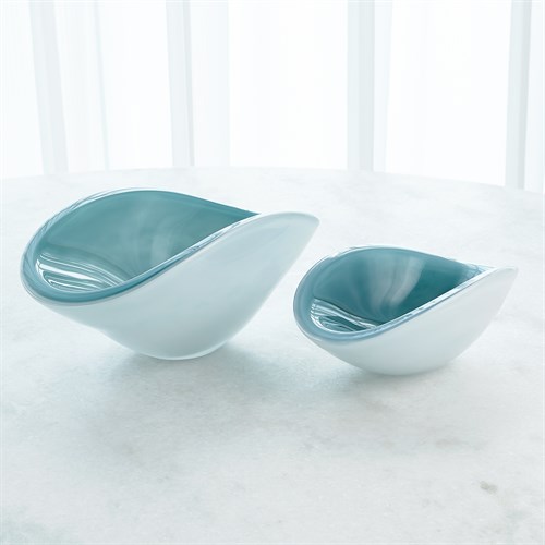 Pinched Cased Glass Bowl-Azure