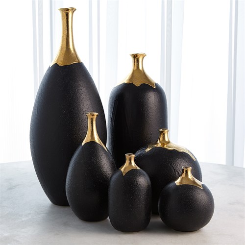 Dipped Golden Crackle/Black Vases