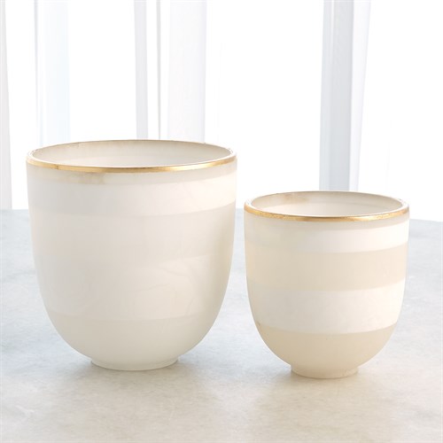 Striped Alabaster Bowl-White/Gold