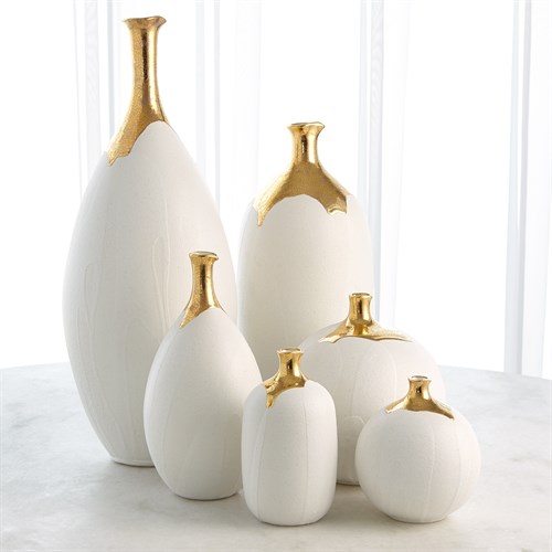 Dipped Golden Crackle/White Vases